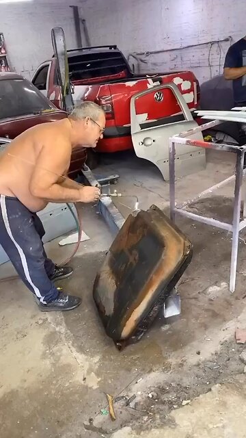 Welding a gas tank…