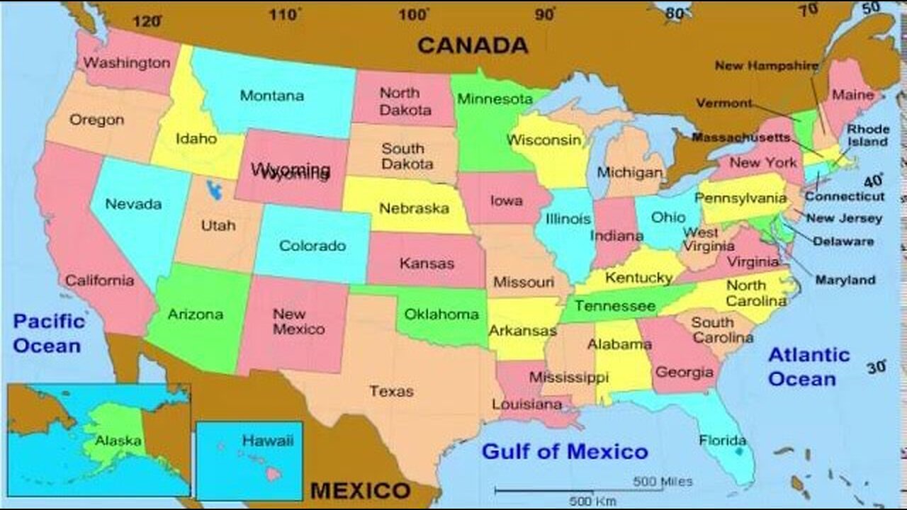 50 States and Capitals of the United States of America | Learn geographic regions of the USA map