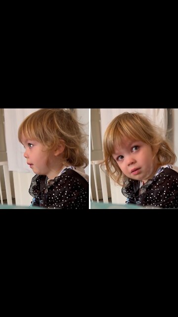 Emotional Little Girl Cries While Watching A Sad Movie Scene