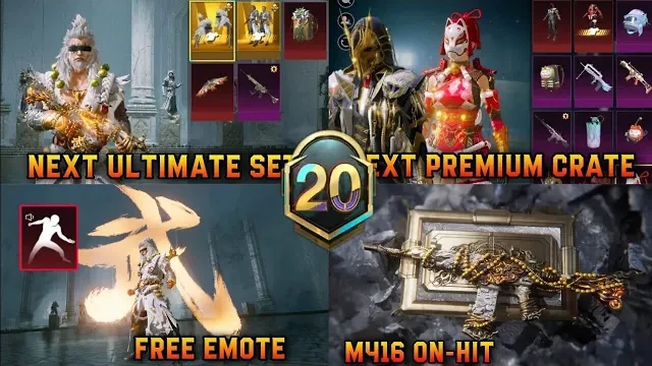 NEXT PREMIUM CRATE / NEXT ULTIMATE SET / M416 UPGRADE SKIN / M416 ON-HIT EFFECT / FREE MYTHIC EMOTE