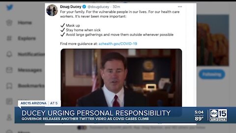 Ducey urging personal responsibility as COVID-19 cases rise