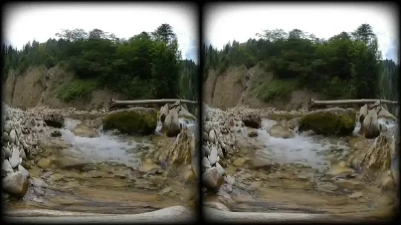 8 %%%%% 3D VR180 Waterfall Oberallgäu Bavaria, People Relax made 4 Meditation Nature Sound #VR Water