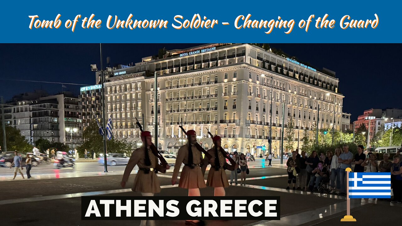 Monument to the Unknown Soldier and Nighttime Changing of the Guard - Athens Greece 2024