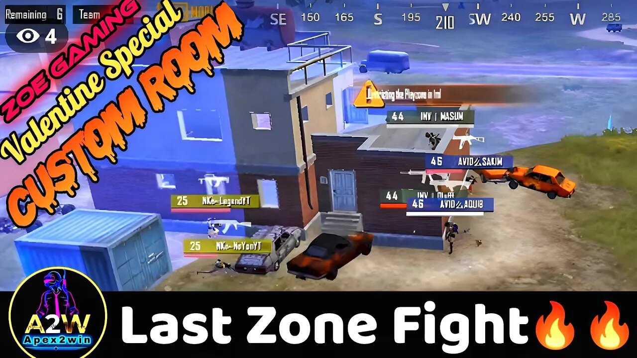 Zoe Gaming's Valentine Special Room🔥 Last Zone Fight With [ NK Molla VS Avid Gaming Vs Apex2win ] 😈😈