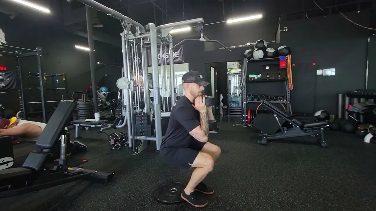 Heels Elevated Dumbbell Goblet Squat