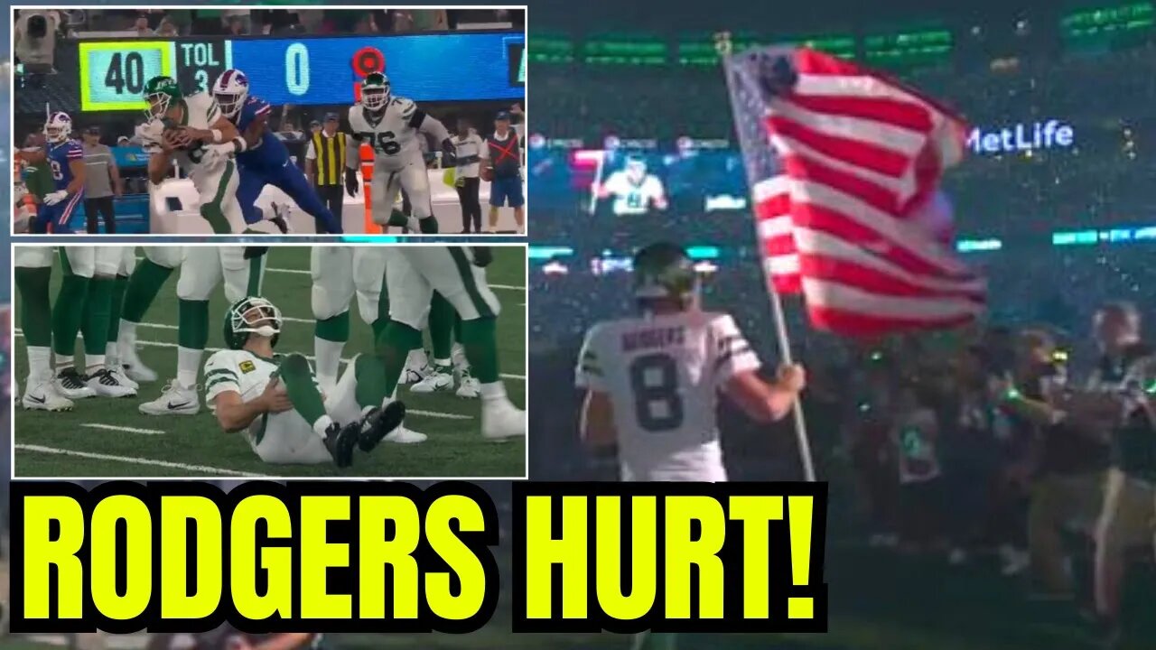 Aaron Rodgers LEAVES GAME HURT after AMAZING AMERICAN FLAG DEBUT with JETS on MNF!