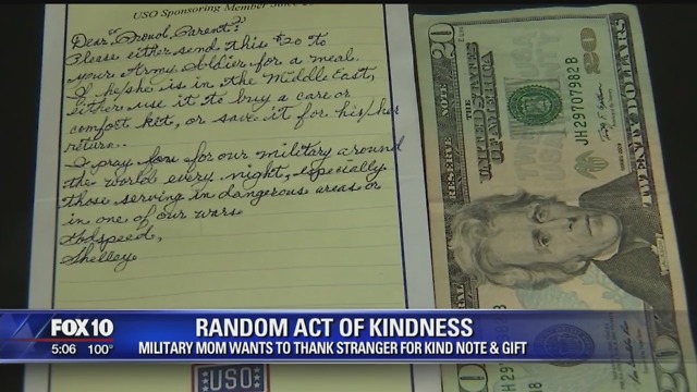 ACT OF KINDNESS: Military parents receive surprising note on their car