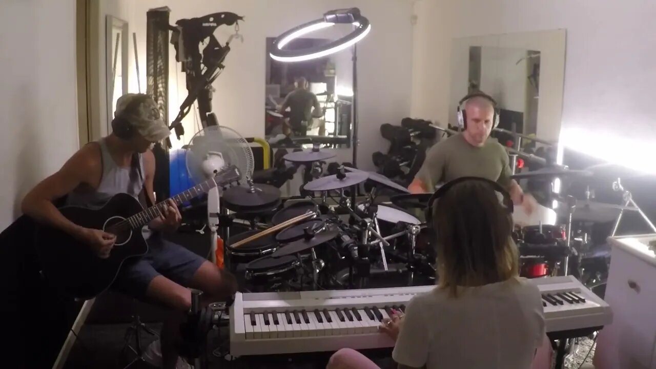 Novice guitarist fumbles and struggles in piano & drums super chill improv JHE 9/2/22