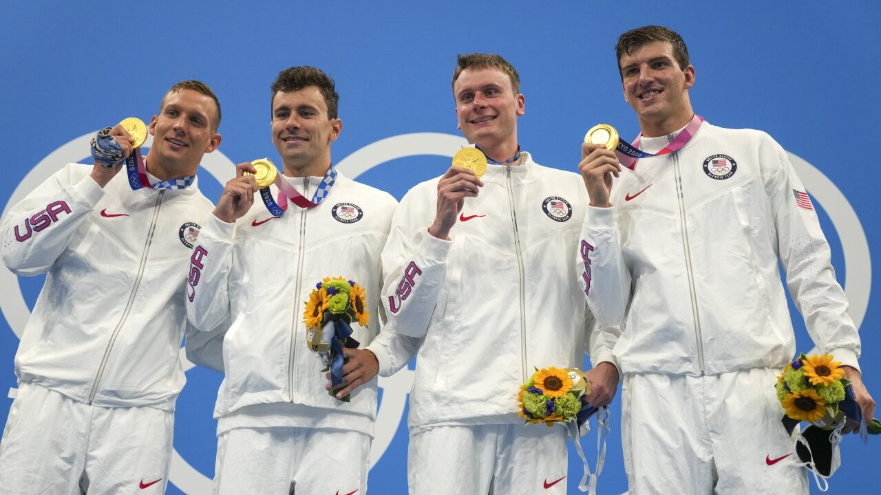 U.S. Men's Team Wins Gold In 4x100 Meter Freestyle Relay