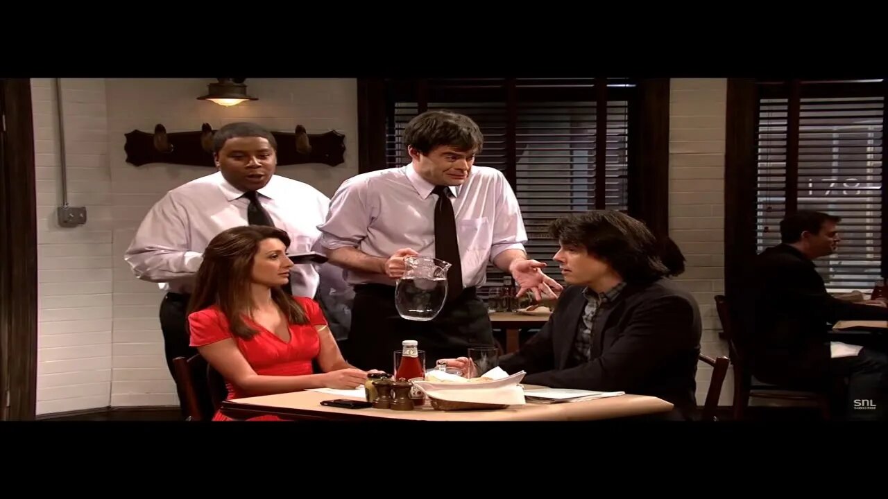 Obnoxious Couple mock Waiter (Bill Hader) SNL