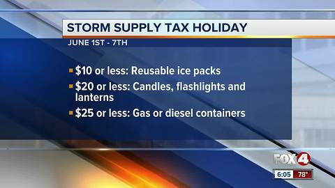 Storm supply tax holiday