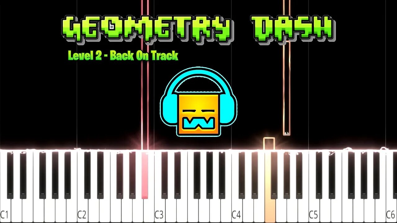 Geometry Dash - Level 2 (Beginner/Super Easy) Slowed Piano Tutorial (Free Sheet Music + MIDI)