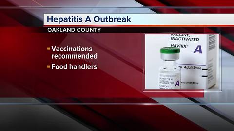 Hepatitis A outbreak in Oakland County