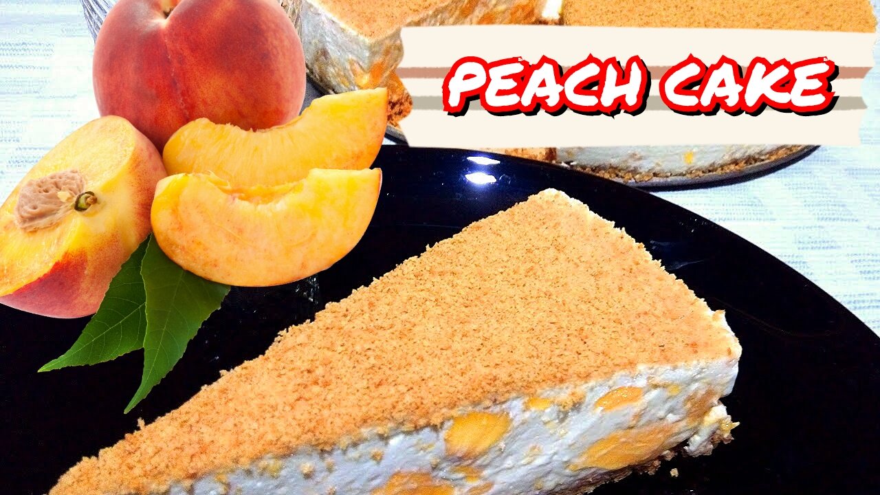 BISCUIT CAKE WITH A FLUFFY CREAM & PEACHES!!! SUGAR FREE!