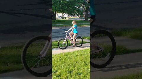 Audi Doodle rides her old baby bike
