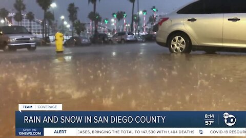 Rain, snow and winds across San Diego County