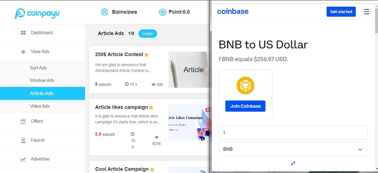 How To Get Free BNB Cryptocurrency Watching Article Ads At Coinpayu & Instant Withdraw