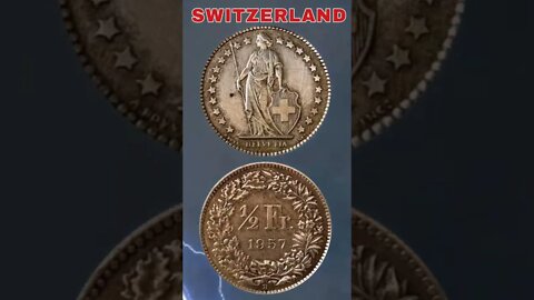 Switzerland ½ Franc 1957 B.#shorts #coinnotesz