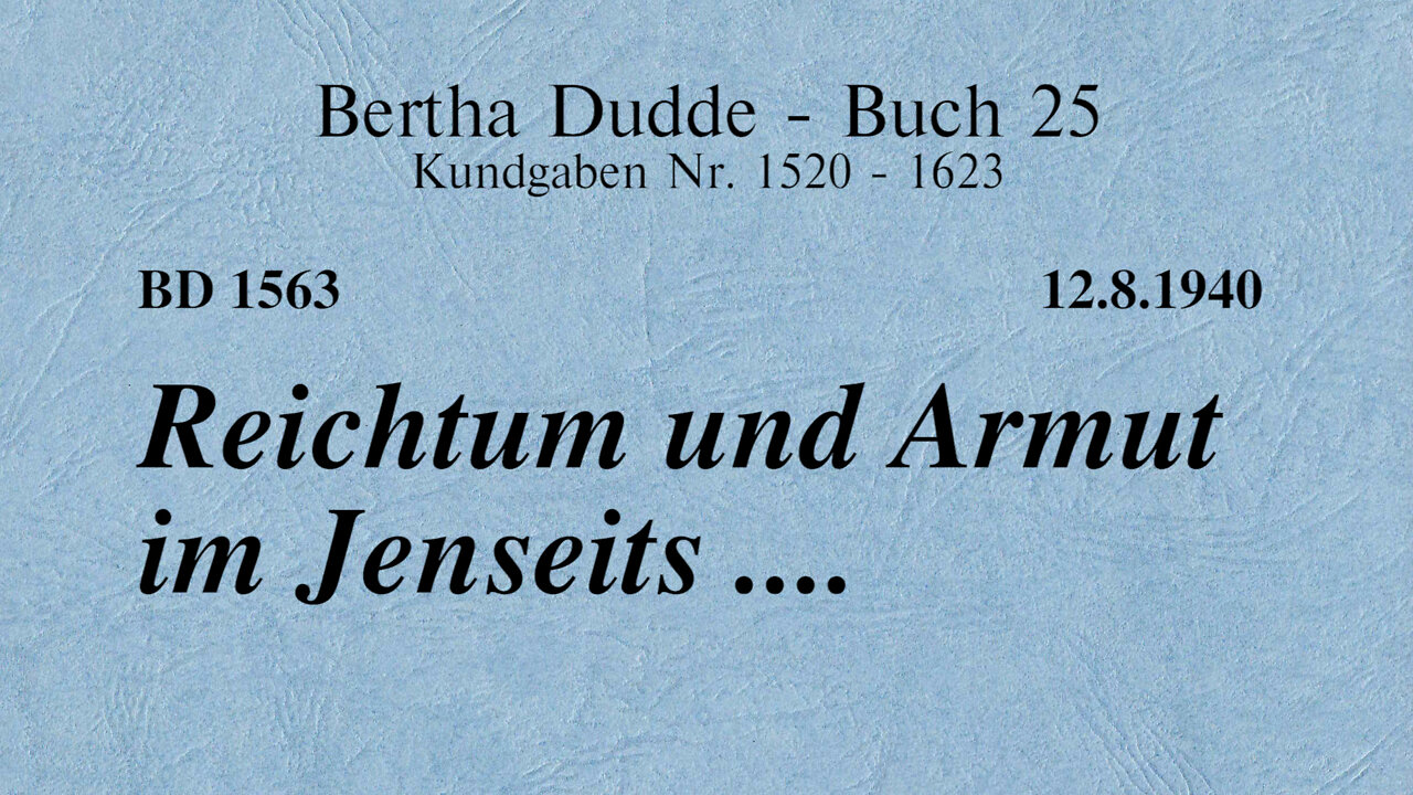 BD 1563 - REICHTUM UND ARMUT IM JENSEITS ....