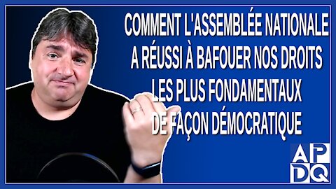 Comment l'assemblée Nationale a réussi à bafouer nos droits de façon démocratique.