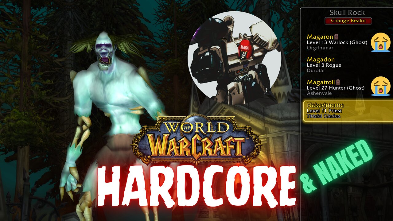 World of Warcraft HARDCORE & Naked - Naked playthrough Lvl 14 undead Priest Nakedmeme - 11/15/23