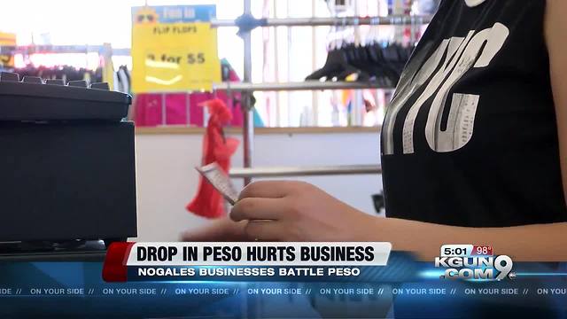 Nogales businesses are feeling the drop in peso and customers on the border