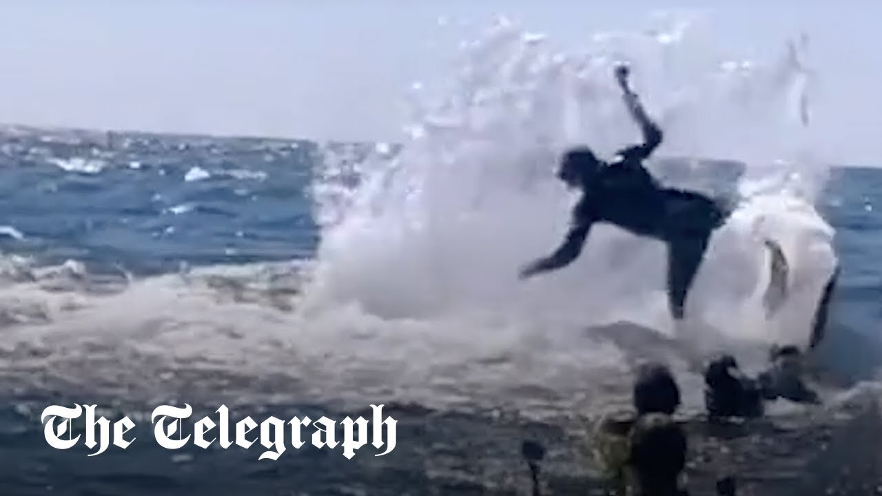 Snorkeler thrown into the air by humpback whale