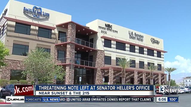 Threatening note left at Senator Dean Heller's office