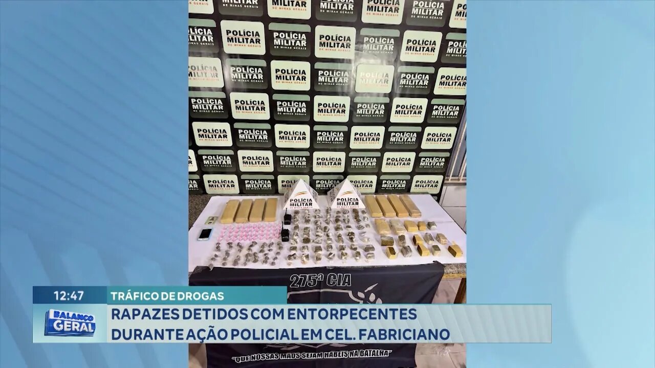 Tráfico de Drogas: Rapazes Detidos com Entorpecentes durante Ação Policial em Cel. Fabriciano.