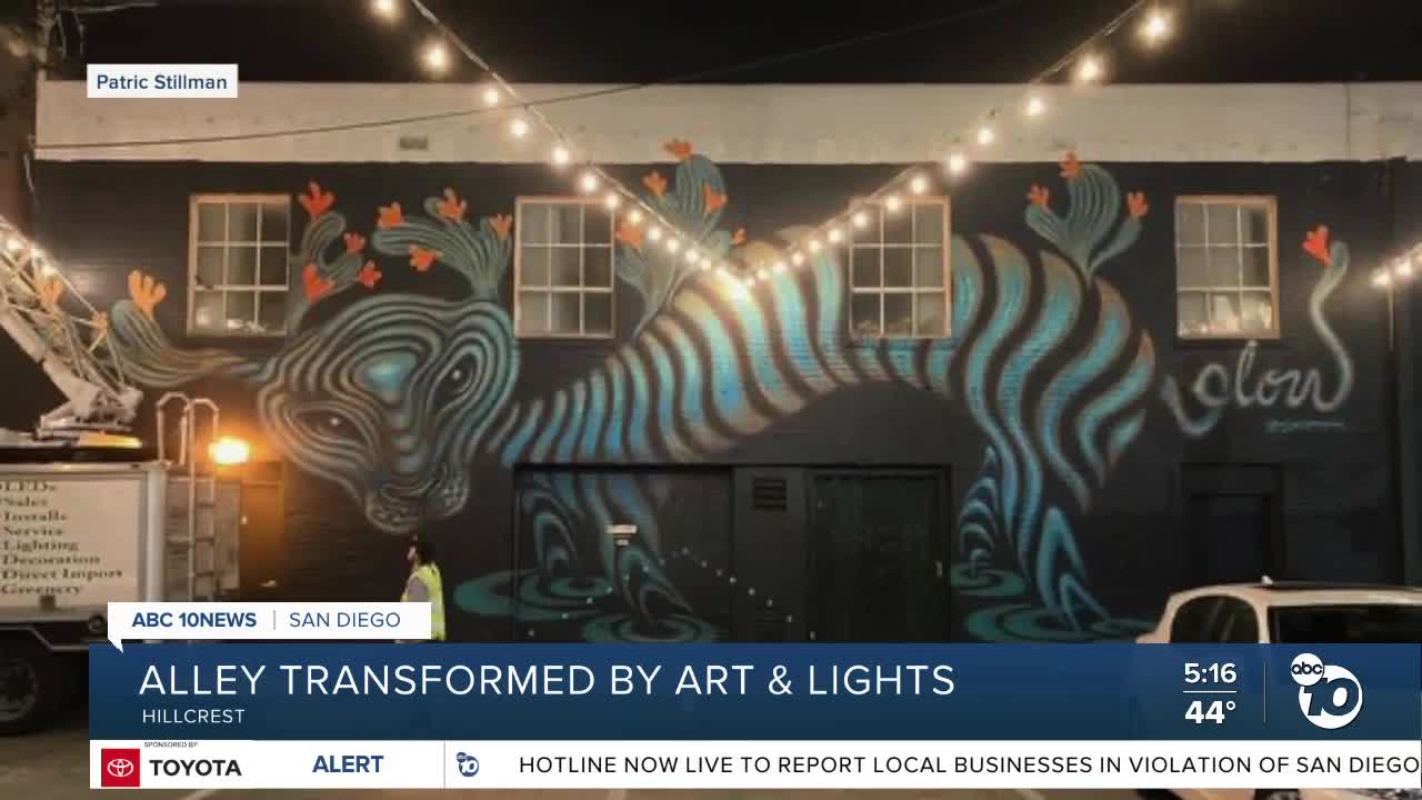 Lights added to mural-filled Hillcrest alleyway