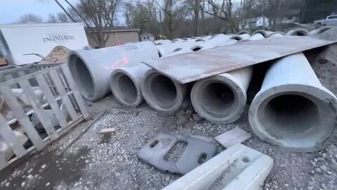 Next section is ready for concrete. Storm sewer parts arrived. Road Construction Project.