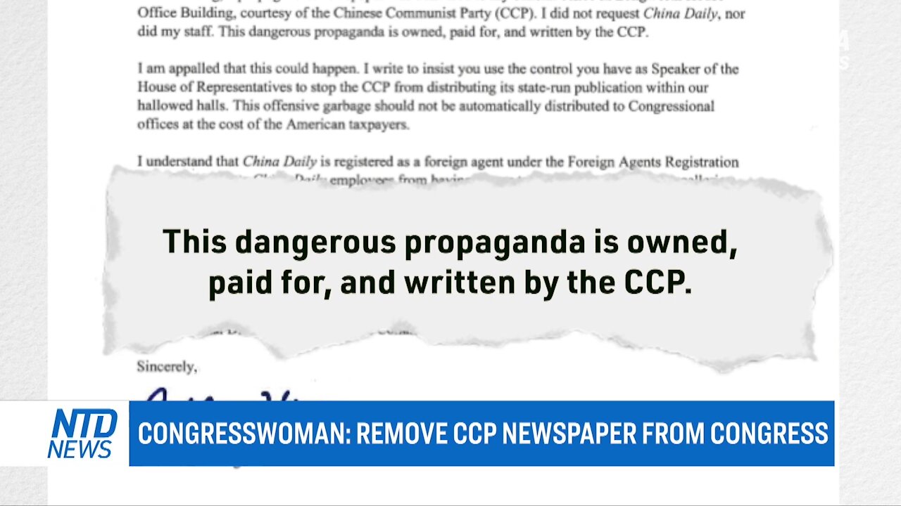 China in Focus ~ Congresswoman removes CCP newspaper from congress