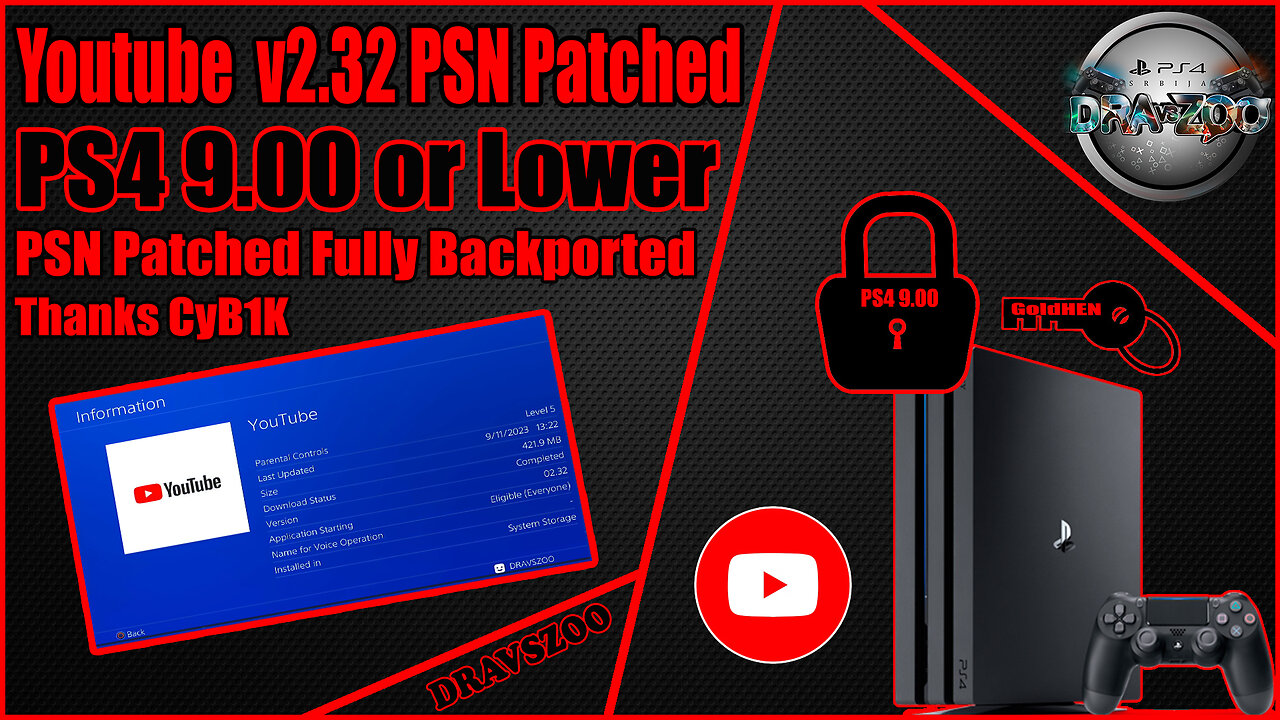 Youtube v2.32 PSN Patched Fully Backported PS4 9.00 or Lower | NO PSN Version | Login work perfect