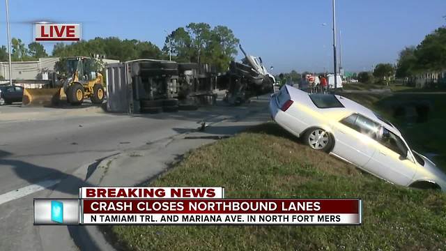 Truck crash closes northbound lanes of Tamiami Trail - 8:30am live report