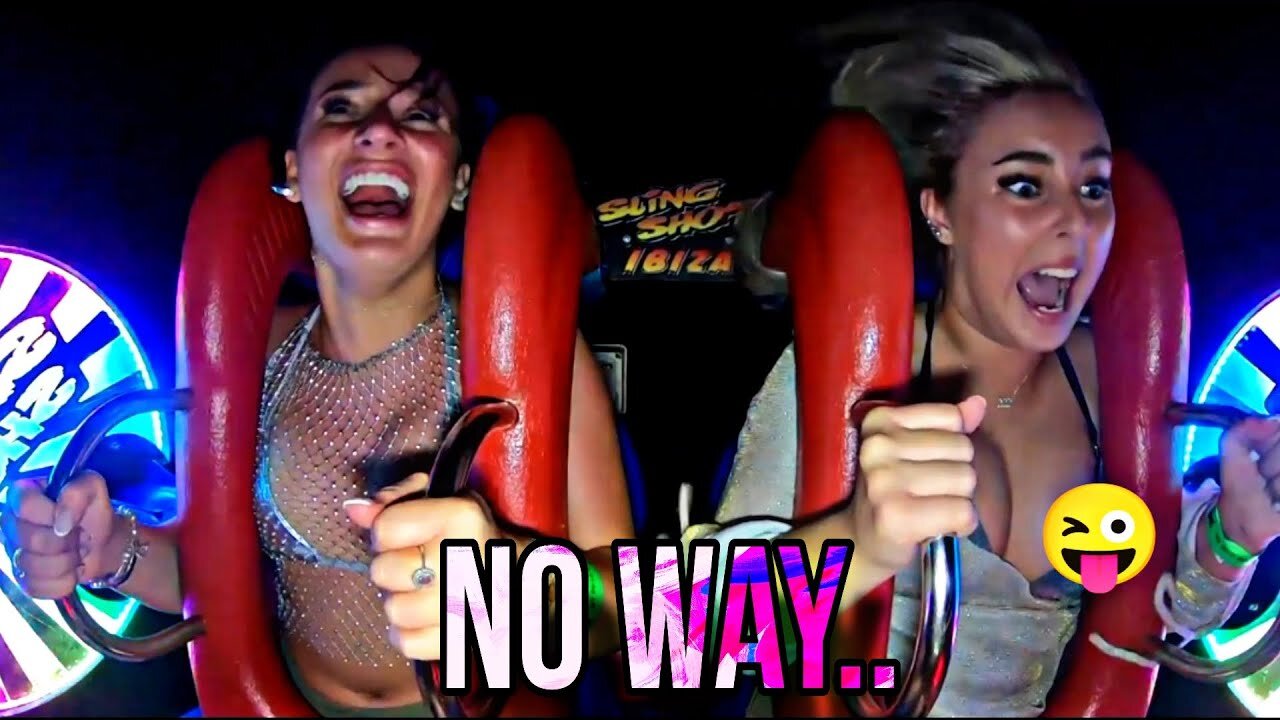 Slingshot ride Girls Reaction