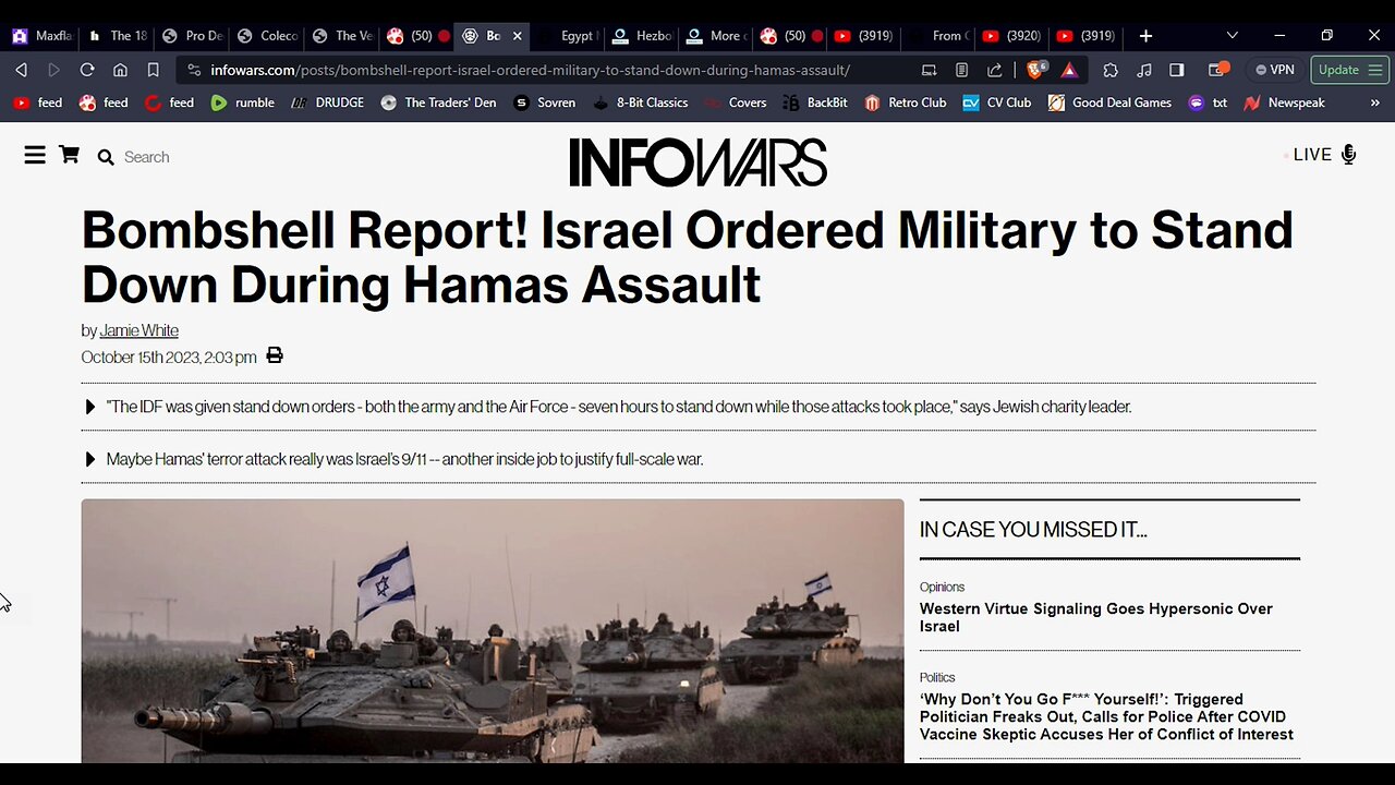 InfoWars Confirms Hamas Terror attack is a False Flag to Expel Palestinians from Gaza