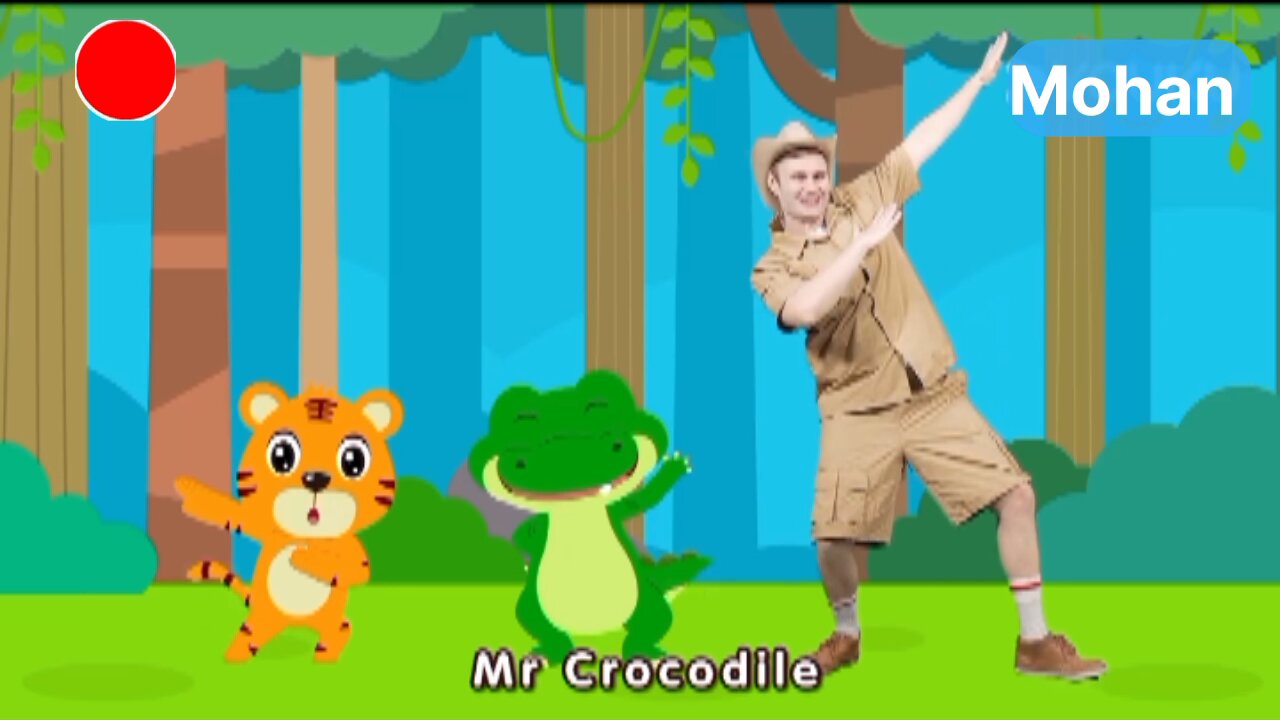 Mr. Crocodile dance party in beach