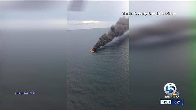 Crews respond to boat fire off Bathtub Beach