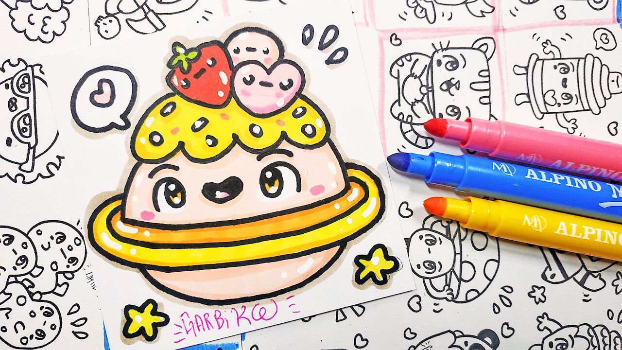 how to Draw cupcake planet - handmade drawings by Garbi KW