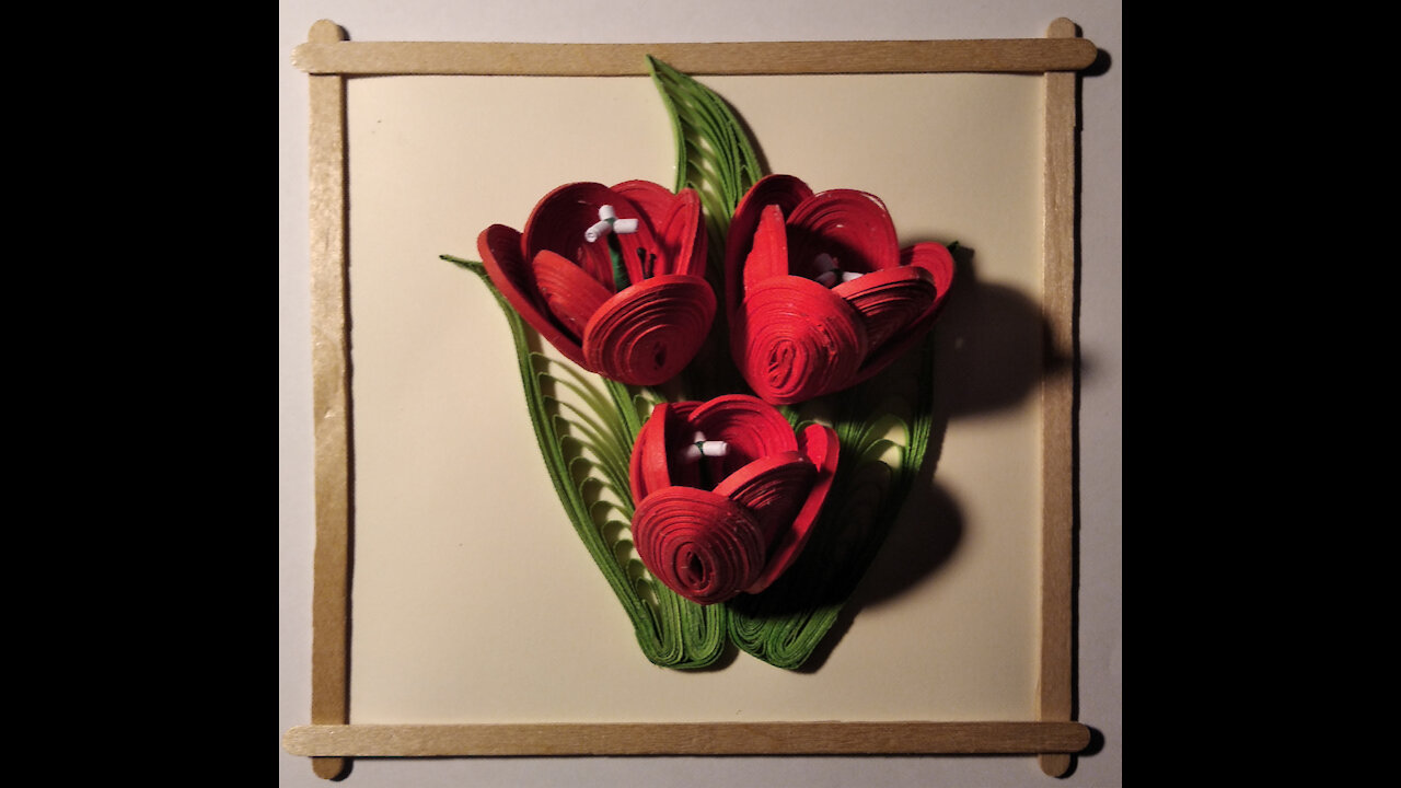 Quilling tulips card or wall decoration