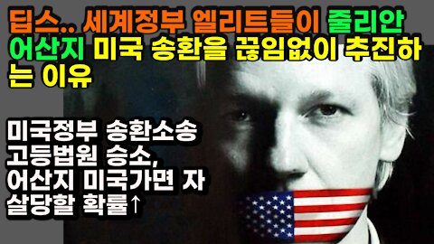 [#297] 딥스.. 세계정부 엘리트들이 줄리안 어산지 미국 송환을 끊임없이 추진하는 이유 - 미국정부 송환소송 고등법원 승소, 어산지 미국가면 자살당할 확률↑