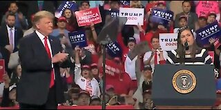 Trump mock-fires Sarah Sanders at Wisconsin rally