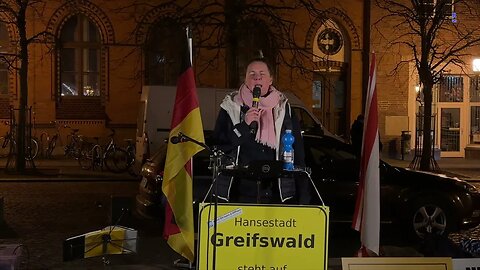 Greifswald - Grit mit ihrem Redebeitrag 06-03-2023