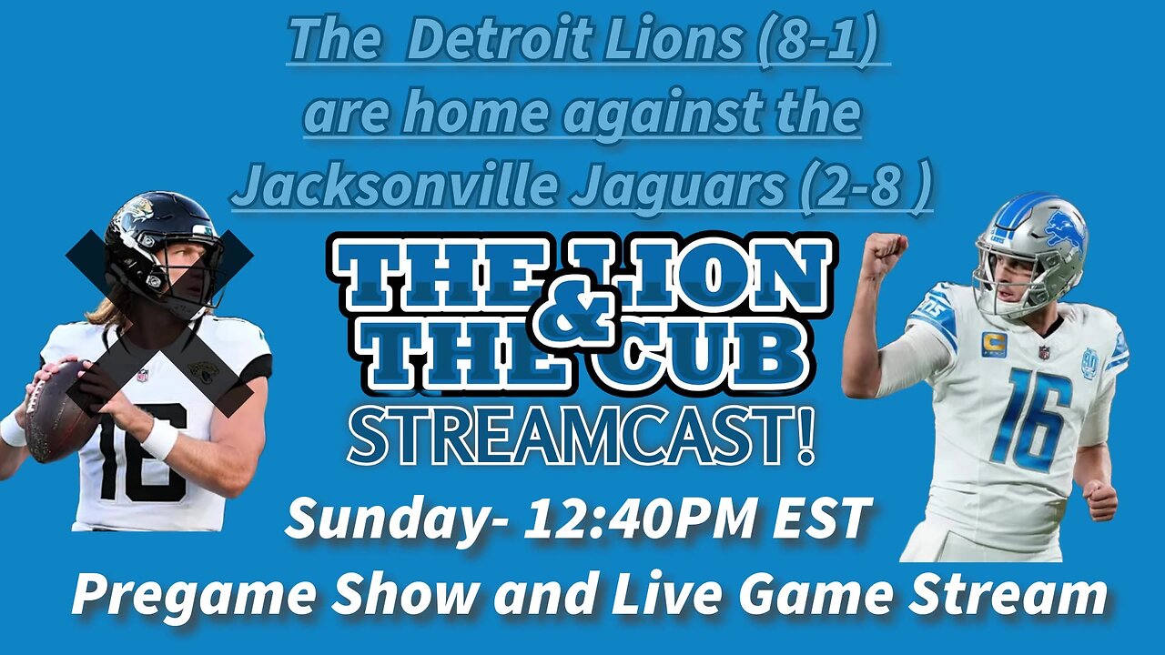 12:40 PM - Jacksonville Jaguars at the Detroit Lions NFL Football Live Stream