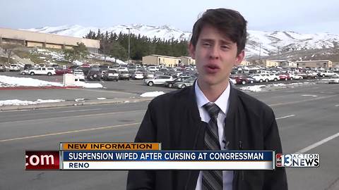 Suspension lifted for Reno student who cursed at congressman