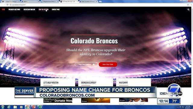 Campaign kicks off to rename Denver Broncos as 'Colorado Broncos'