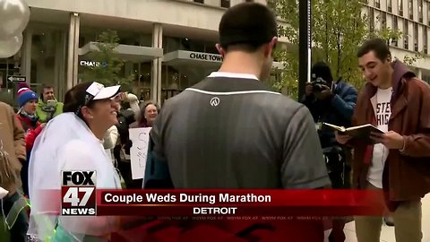 Couple gets married halfway through Freep/Chemical Bank Marathon, then continues race