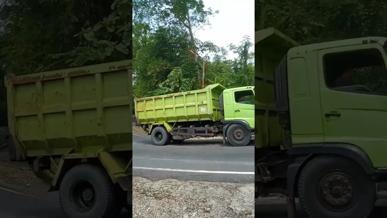 dump truk melintas di tanjakan tajam