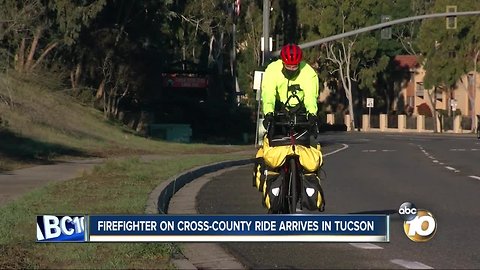 Firefighter's cross-country bike ride takes him to Arizona