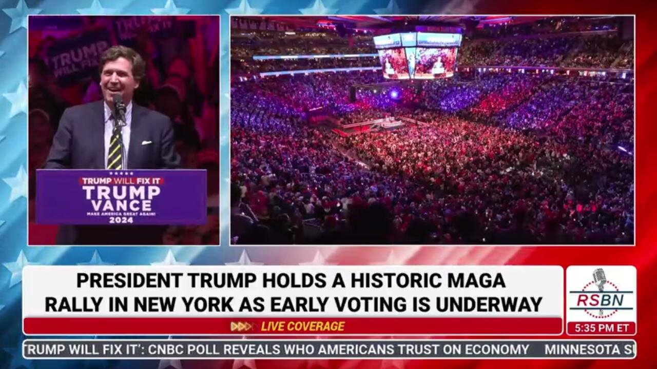 Tucker Lights Up Madison Square Garden, CALLS OUT DEMOCRATS ELECTION LIES 10/27/24